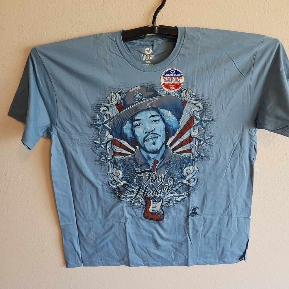 Jimi Hendrix Liquid Blue Shirt Size 2XL 2009 Blue USA Graphic Tee Brand New